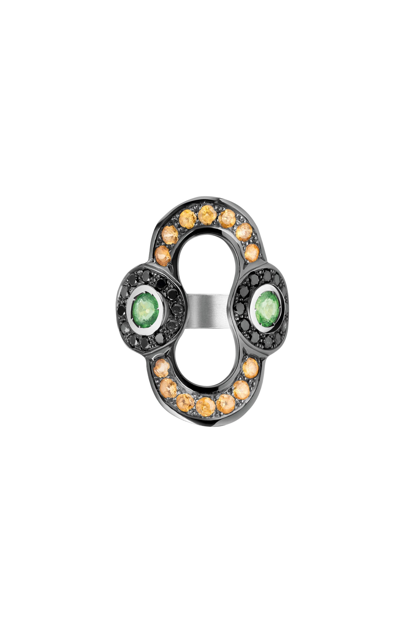 Ring orange sapphires, tsavorites