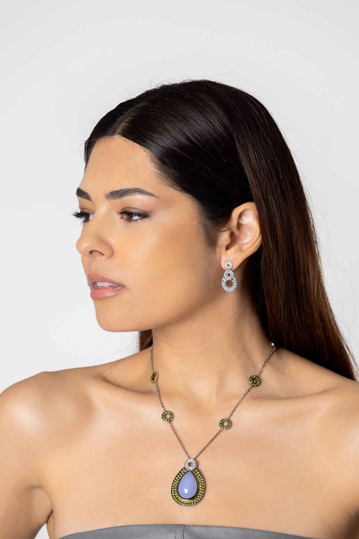 White Gold Diamond Drop Earrings