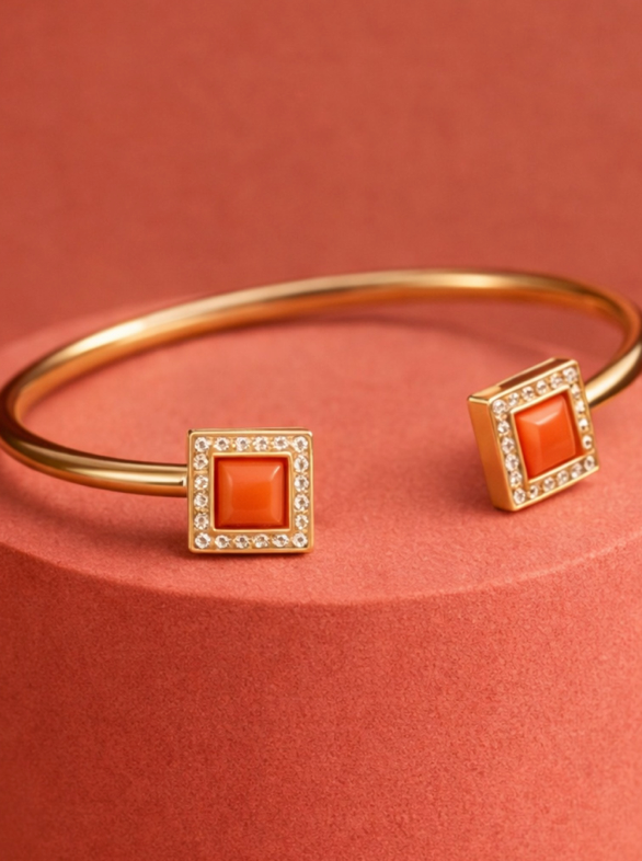 Powerstone Coral Open Bangle