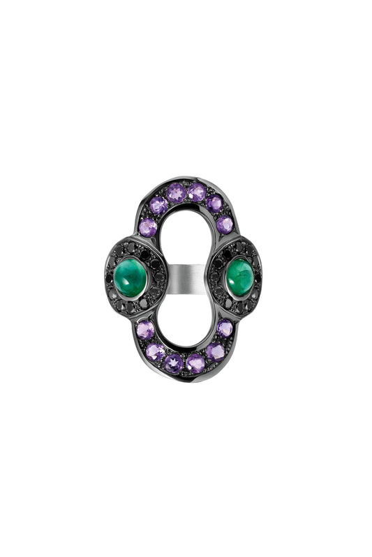 Amethyst and emerald ring