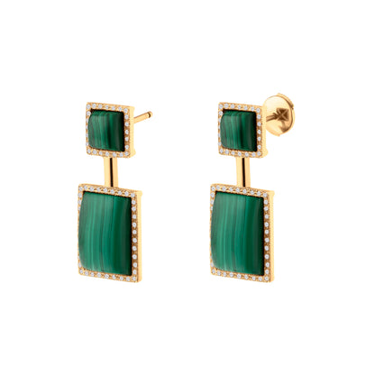 Powerstone Malachite Double Square Earrings