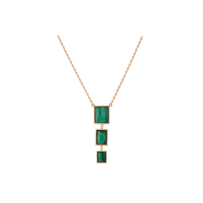 Powerstone Malachite Triple Square Necklace