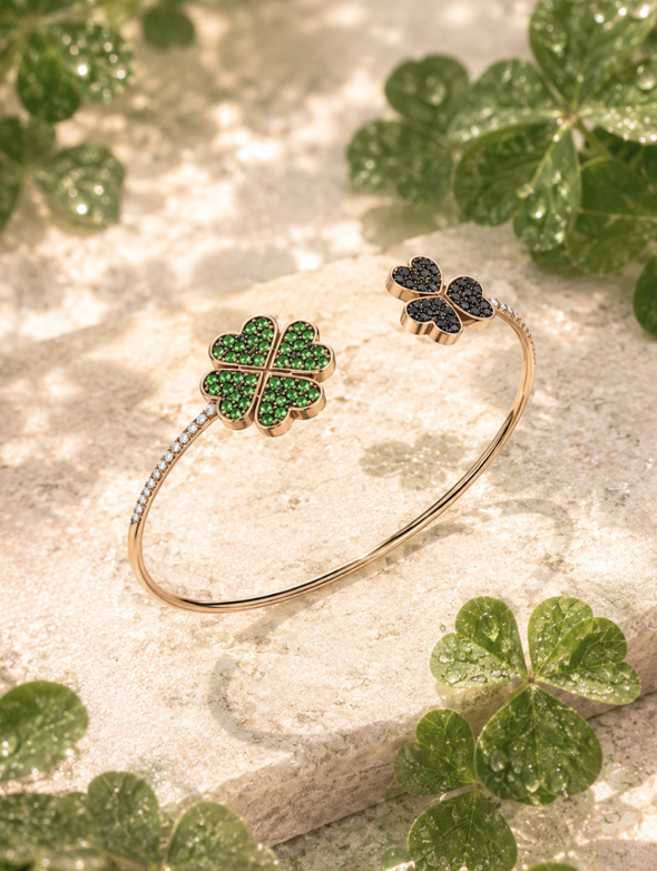 Lucky Tsavorite & Diamond Bangle