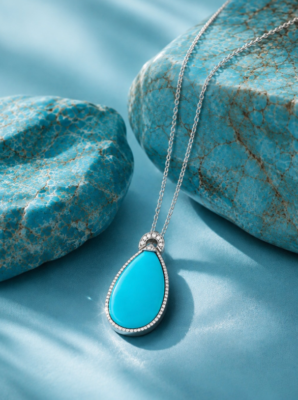 Powerstone Turquoise & Diamond Necklace