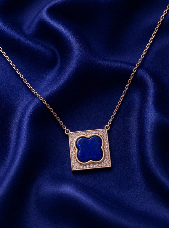 Powerstone Lapis Lazuli & Diamond Pendant Necklace